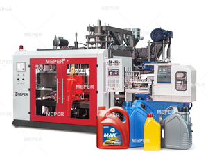 Meper MP80FS Máquina de moldeo por soplado con máquina de IML en etiquetado de molde para lubricante botella de aceite