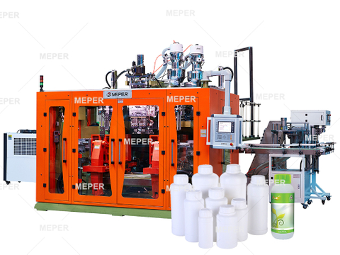 Meper MP80FD 4 capas plaguicida botella articulado tipo extrusión soplado moldeo máquina